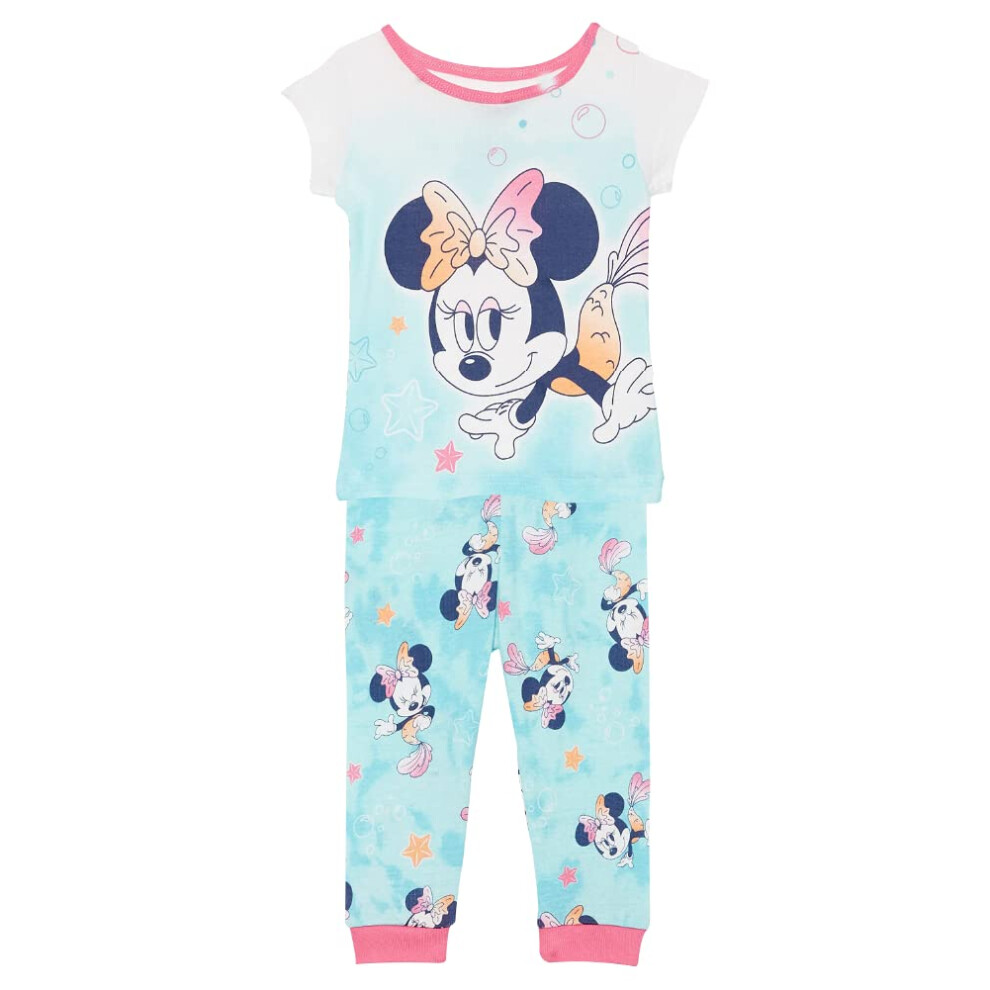 Disney Unisex-Child 2-Piece Snug-Fit Cotton Holiday Pajama Set Soft & Cute For Kids Mermaid Minnie 5T