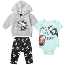Disney Nightmare Before Christmas 3-teiliges Outfit-Set fr Neugeborene, Jungen oder Mdchen, Fleece-Hoodie, Body und Hose, 69 Monate