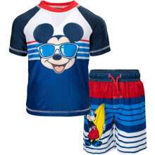 Disney Mickey Mouse Jungen Rash Guard und Badehose Set Blau 3T