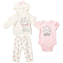 Disney The Aristocats Marie Neugeborenes Baby, Junge oder Mdchen, Fleece-Hoodie, Body, Hose, Rosa/Wei, 03 Monate