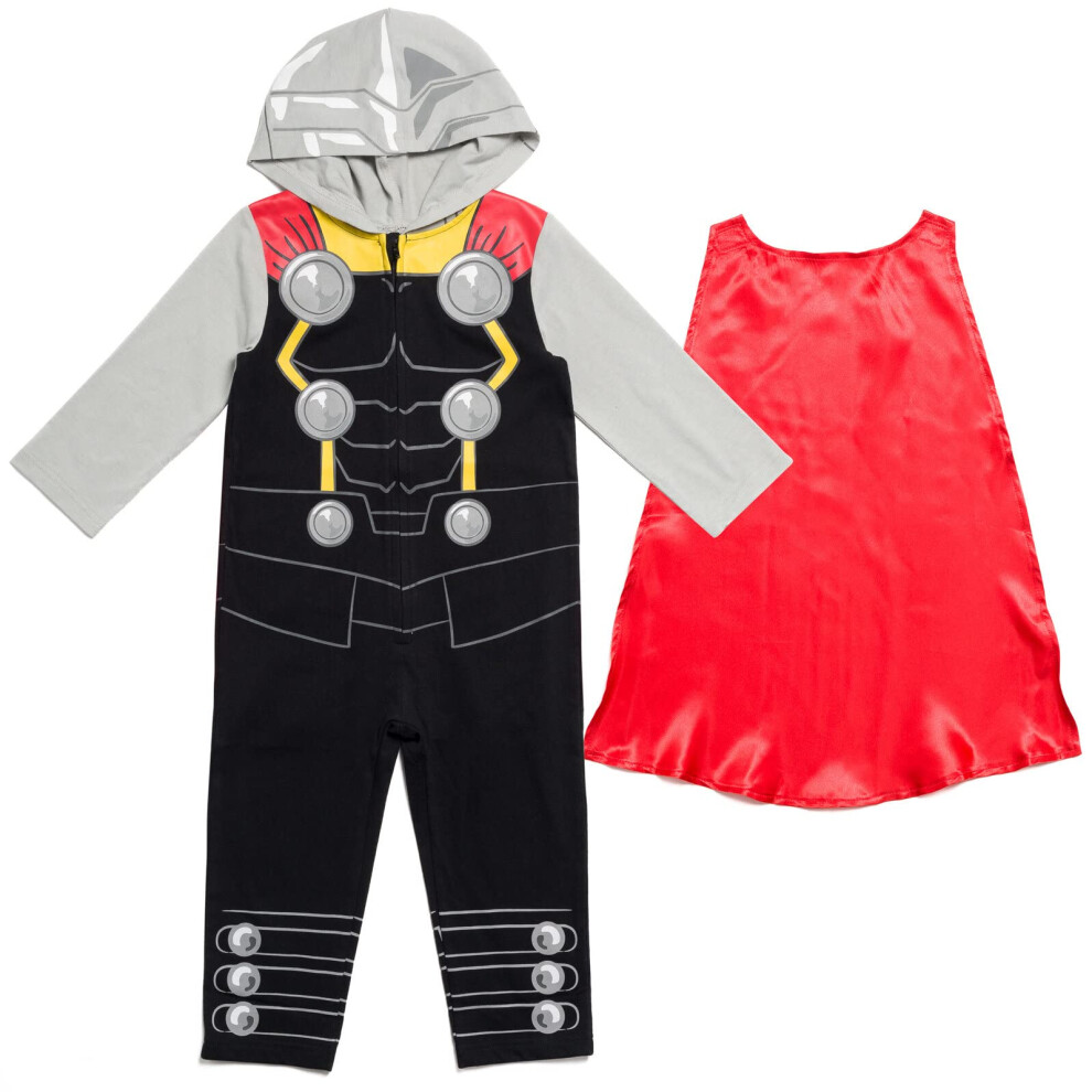 Marvel Avengers Thor Toddler Boys Zip Up Cosplay Coverall And Cape 3T
