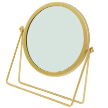 Runde Makeup Spiegel Damen Desktop Metall Golden Feines Design