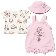 Disney Minnie Mouse Kleinkind-Baby-Mdchen-Shorts-Overall aus French Terry, T-Shirt und Mtze, 3-teiliges Outfit-Set, Rosa, 12 Monate