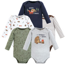 Hudson Baby Body unisex a maniche lunghe in cotone per neonati, animali da campeggio 6-9 mesi