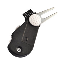 5 In 1 Folding Golf Divot Tool With Brush, Green Fork, Score Counter, Grooves Cleaner