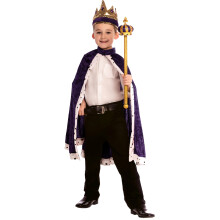 Dress Up Costume da Re d'America per ragazzi e ragazze - Set con corona e veste di velluto - Mantello reale di Halloween per bambini (Viola)