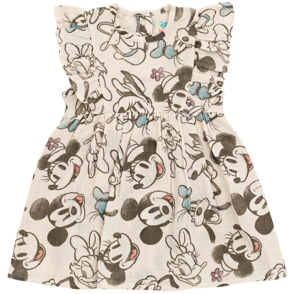 Disney Mickey Mouse Goofy Donald Duck Infant Baby Girls Cotton Gauze Dress Dress Minnie Mouse 12 Months Gray