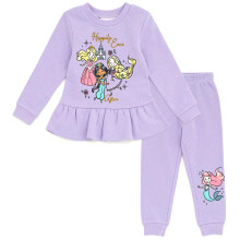 Disney Princess Rapunzel Jasmine Aurora Toddler Girls Fleece sweatshirt och byxor Set Lila 2T