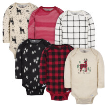 Gerber Baby 6-Pack Langsleeve Rompers, Moose