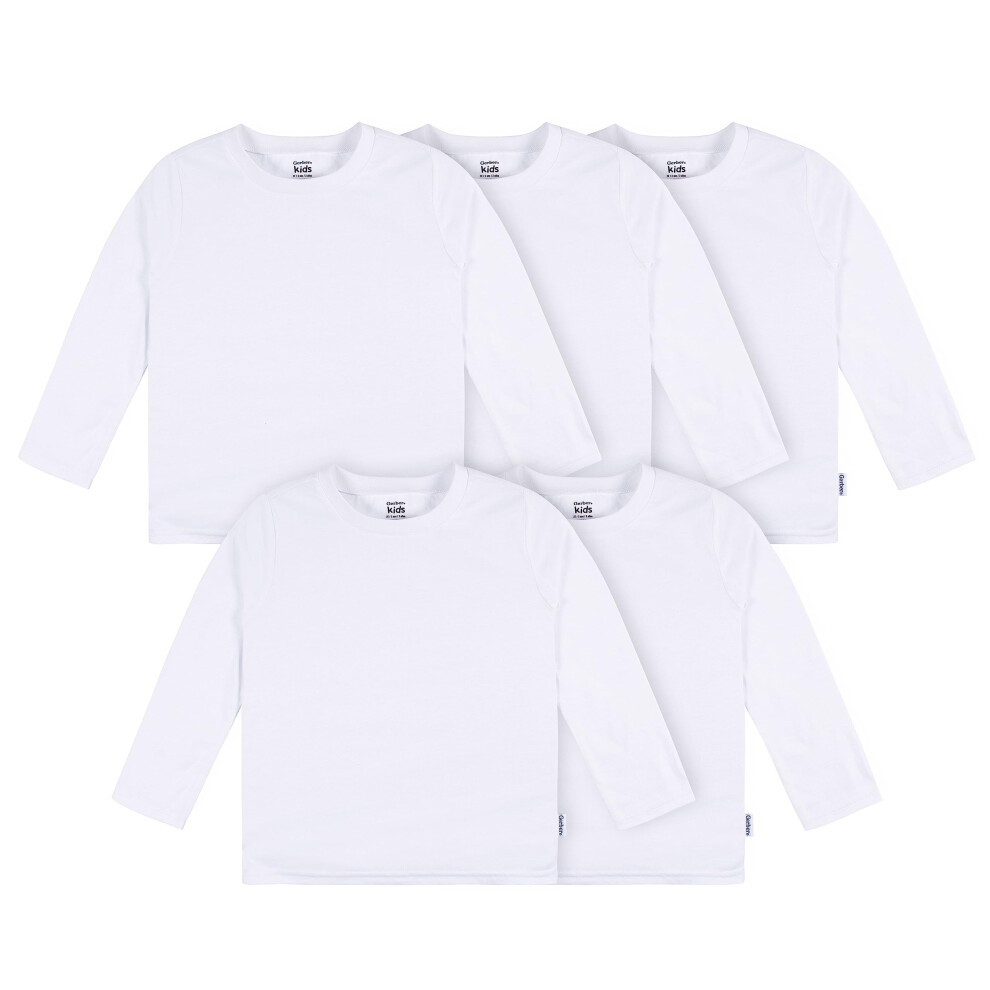 Gerber Baby Toddler 5-Pack Solid Long Sleeve T-Shirts Jersey 160 Gsm White 3T