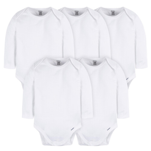 Gerber Gerber Unisex Baby Lang?rmet Solid Onesies Multi-Pack Interlock 180 GSM Hvid