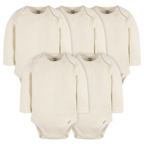 Gerber Gerber Unisex Baby Lang?rmet Solid Onesies Multi-Pack Interlock 180 GSM Natural
