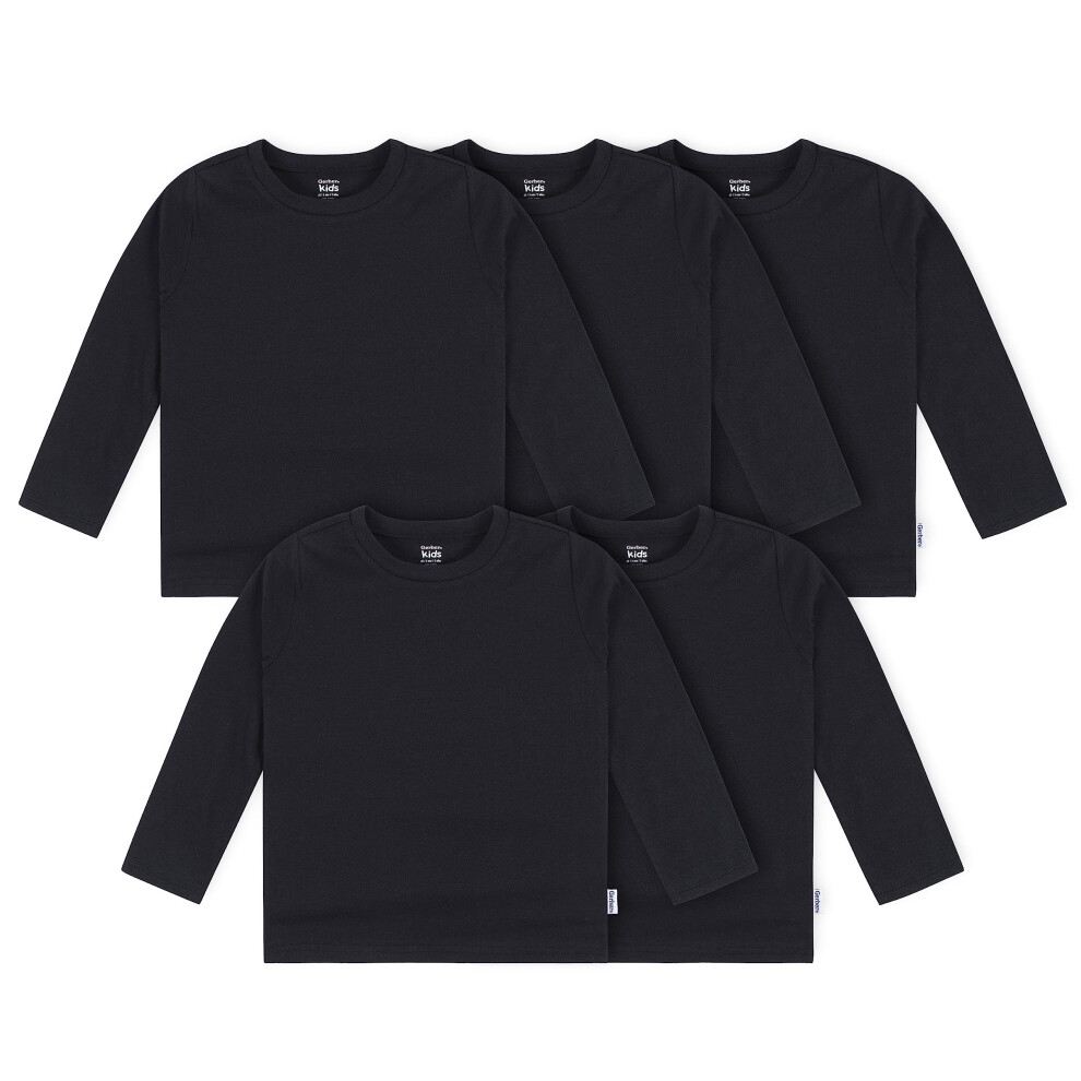 Gerber Baby Toddler 5-Pack Solid Long Sleeve T-Shirts Jersey 160 Gsm Black 4T