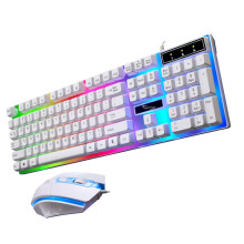 mechanische kabelgebundene tastatur mit hintergrundlicht und maus weiß