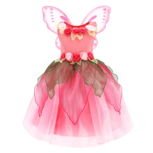 MDYCW Costume da fata principessa per bambine, festa di compleanno, abito da fata per occasioni speciali, con ali di farfalla rosa