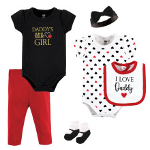 Hudson Baby Unisex Baby Baumwolle Set, Mädchen Daddy Rot Schwarz, 0-3 Monate