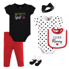 Hudson Baby Unisex Baby Baumwolle Set, Mädchen Mommy Rot Schwarz, 3-6 Monate