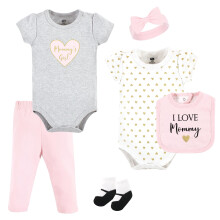 Hudson Baby Unisex Baby Baumwoll-Layette-Set, Mädchen Mama, 9-12 Monate