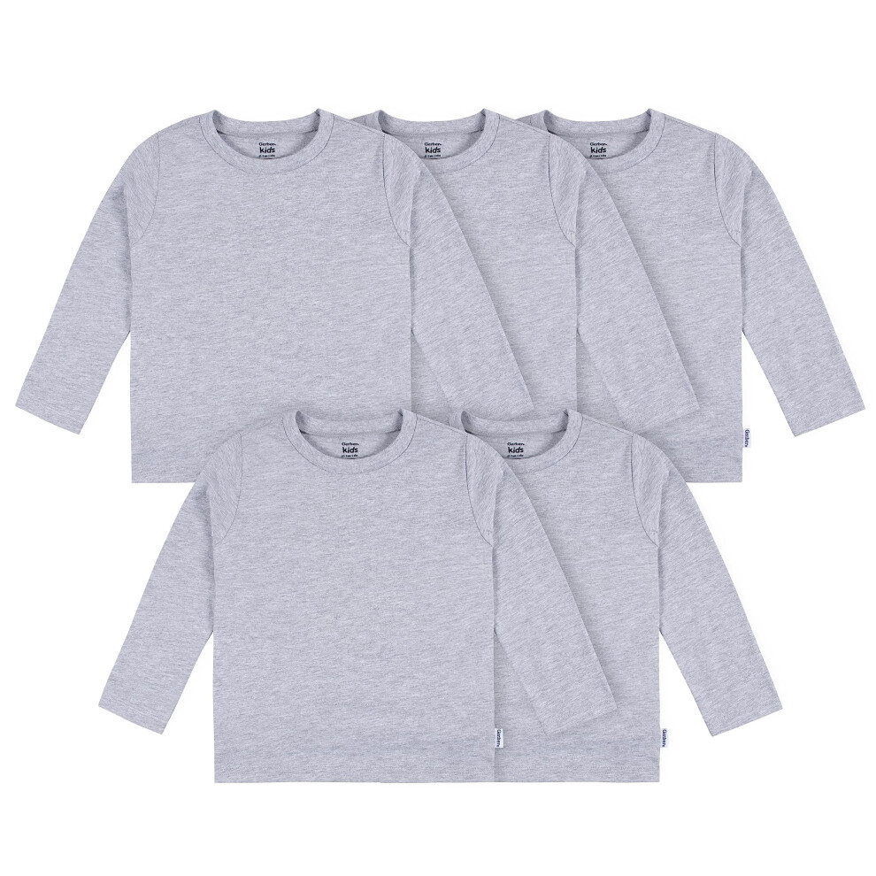 Gerber Baby Toddler 5-Pack Solid Long Sleeve T-Shirts Jersey 160 Gsm Grey Heather 4T