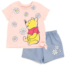 Disney Winnie the Pooh Baby-Outfit-Set fr Mdchen, T-Shirt und Chambray-Shorts, Rosa/Blau, 24 Monate