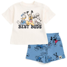 Disney Mickey Mouse Donald Duck Pluto Outfit-Set fr Neugeborene, Jungen, Waffelstrick-T-Shirt, Shorts, Mickey Mouse/Blau, 03 Monate