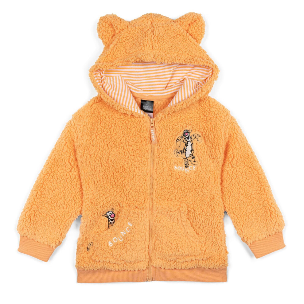 Disney Winnie The Pooh Tigger Newborn Baby Boys Cozy Sherpa Zip Up Hoodie / 0-3 Months Orange