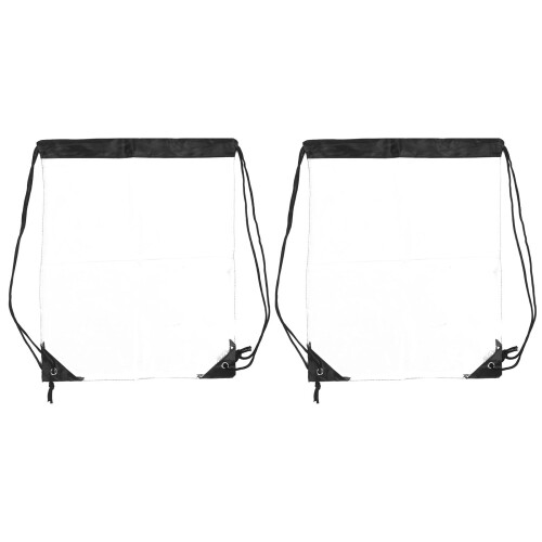 2 transparente Kunststoff Kordelzugtasche