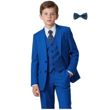 Adolescenti Blu Royal Abiti per Ragazzi Giacca Formale Gilet e Pantaloni Set con Camicia Cravatta Abito Slim Fit per Ospiti di Matrimonio per Gio