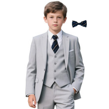 Abito per adolescenti per ragazzi giovani uomini grigio chiaro abito slim fit per invitati a un matrimonio per adolescenti 6 pezzi formale ballo
