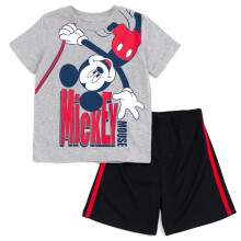 Disney Mickey Mouse Chlapeck tricko pro kojence a stovan ortky Set oblecen Heather ed/Cern/Cerven 12 mescu