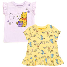 Disney Winnie The Pooh Eeyore Piglet Floral Baby Mädchen 2er Pack Peplum T-Shirts Lila Gelb 12 Monate