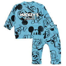 Disney Mickey Mouse Goofy Donald Duck Waffelstrick-Sweatshirt mit tief angesetzter Schulter und Jogginghose fr Neugeborene, Jungen, Blau, 03 Monate