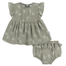 Gerber Baby Mädchen 2-teiliges Set aus Kleid und Windelüberhose, Palmen, 18 Monate