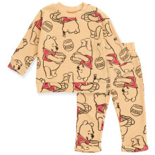 Disney Winnie the Pooh Kleinkind-Baby-Set aus Waffelstrick-Sweatshirt und Hose mit tief angesetzter Schulterpartie, Winnie Orange, 18 Monate
