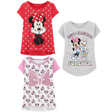 Minnie Mouse T-Shirt (3er-Pack) Kleidung fr Kinder und Kleinkinder, Mdchen, 7 Rd/Gy/W SS
