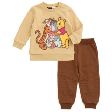 Disney Winnie the Pooh Eeyore Tigger Piglet Baby Jungen Fleece Sweatshirt und Jogger Set Mocha Braun 24 Monate