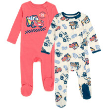 DisneyCars Lightning McQueen Tow Mater Newborn Baby Boys 2 csomag Zip Up Sleep N' Plays Cars/Piros fehr 6-9 hnapos korig