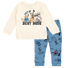 Disney Mickey Mouse Donald Duck Pluto Baby Jungs Waffelstrick Sweatshirt & Hose Creme/Blau 18 Monate