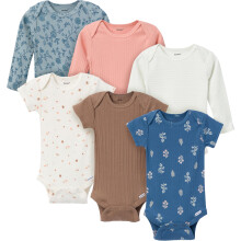 Gerber Unisex Baby Multi-Pack Rompers (Korte en Lange Mouwen), Tuin Bloem, Pasgeboren