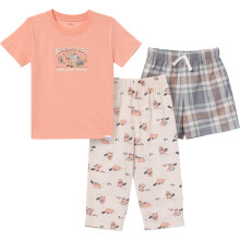 Pigiama in 3 pezzi Gerber per neonato (maglia in jersey di poliestere, pantaloni + pantaloncini) Woodlands