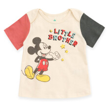 Disney Mickey Mouse Neugeborenes Baby, passendes Familien-T-Shirt, gebrochenes Wei, kleiner Bruder, 03 Monate