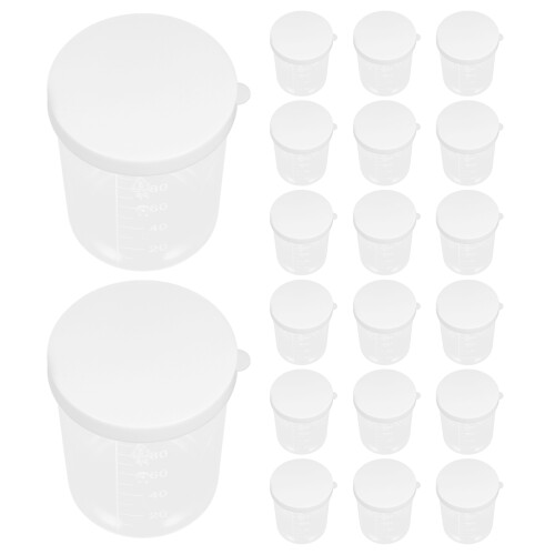 20 messbecher mit deckel, 100 ml, transparent, für laborgebrauch