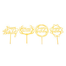 40Stk Kreative Happy-Birthday-Gebäckstäbchen Tortendekoration Gold