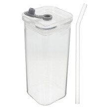 quadratischer Glasbecher 350 ml mit Deckel