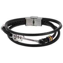 Distinctive Schwarzes PU Gestricktes Armband Mehrschichtig Für Männer