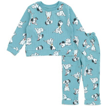 Disney 101 Dalmatinere Newborn Baby Boys Vaffelstrikket Pullover Sweatshirt og Joggerbukser Outfit S?t Bleg bl?gr?n 0-3 m?neder