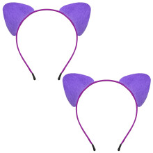 TUTKIMUS 2 Pezzi Viola Orecchie di Gatto Fascia Morbida Orecchio di Gatto Peloso per Le Donne Cosplay Gioco di Ruolo Gatti Accessori per Costumi