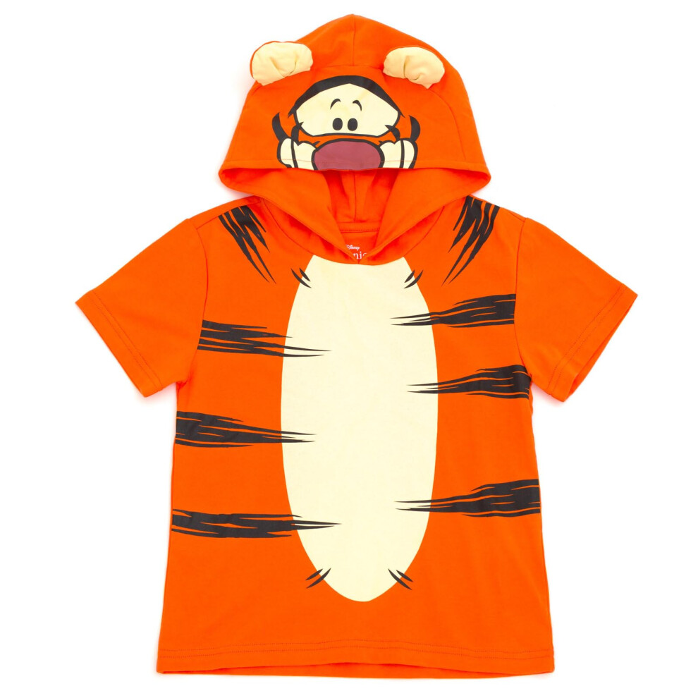 Disney Winnie The Pooh Tigger Toddler Boys Hooded Matching Family Cosplay T-Shirt 4T Orange