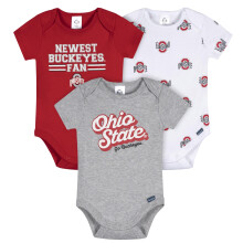 Gerber Unisex Baby NCAA College Team 3-Pack Korte Mouwen Onesies, Ohio State Buckeyes, 0-3 Maanden