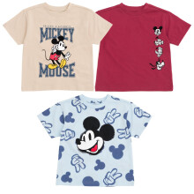Disney Mickey Mouse T-Shirts fr Kleinkinder, Jungen, 3er-Pack, Beige/Kastanienbraun/Hellblau, 3T